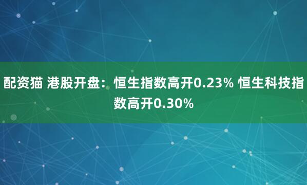 配资猫 港股开盘：恒生指数高开0.23% 恒生科技指数高开0.30%